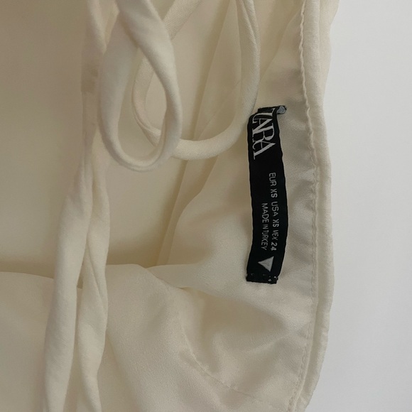 White Zara long dress with lace up back size XS - Picture 7 of 8